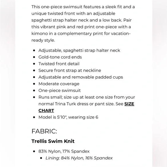 NWT Trina Turk One Piece Trellus Swim Suit Pink Coral 8 - Picture 11 of 12